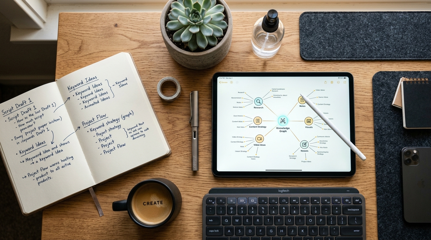 Second Brain Knowledge Management Workspace with Mind Map and Journal